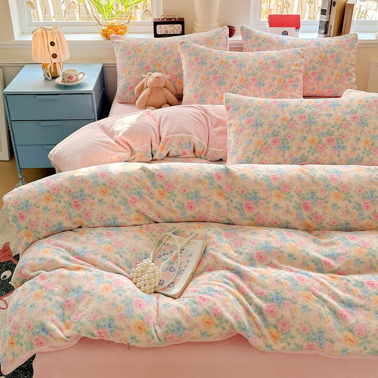 91家纺网 家纺一手货源 找家纺 水木坊 2025新款A加厚牛奶绒印花四件套-含买家秀 蔷薇语