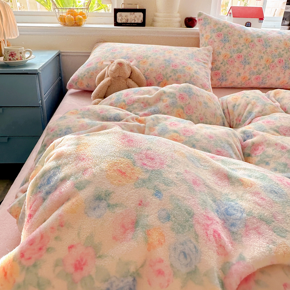 91家纺网 家纺一手货源 找家纺 水木坊 2025新款A加厚牛奶绒印花四件套-含买家秀 蔷薇语