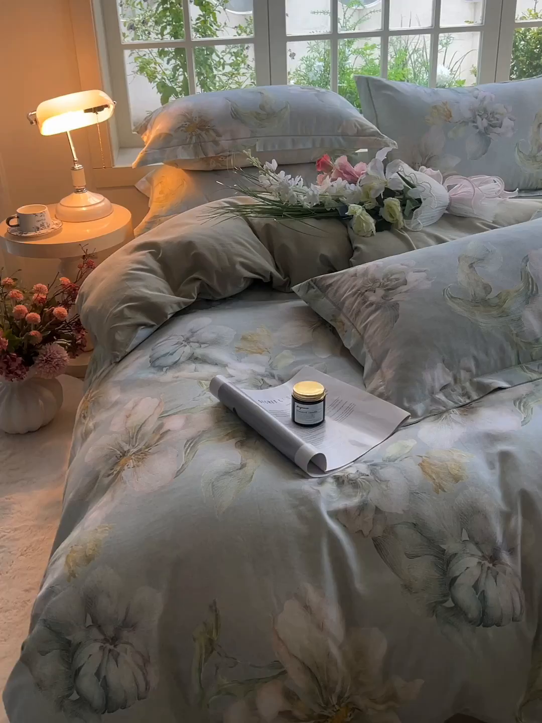 91家纺网 家纺一手货源 找家纺 董成龙家纺 2025新款全棉磨毛数码印花四件套 漫隐时光-兰