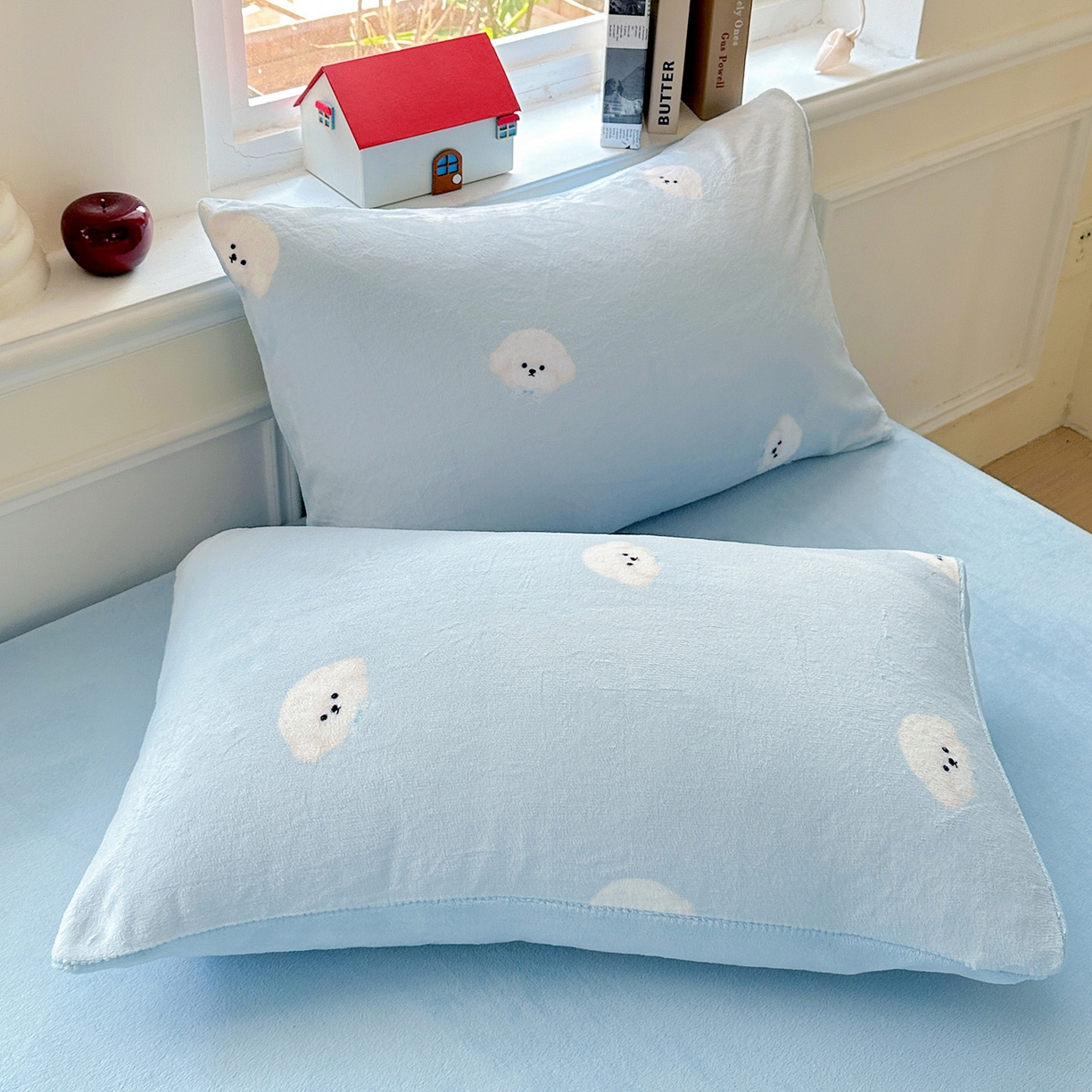 91家纺网 家纺一手货源 找家纺 水木坊 2025新款A加厚牛奶绒印花四件套-含买家秀 绒绒小狗-蓝