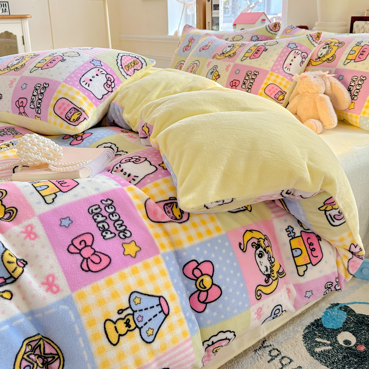 91家纺网 家纺一手货源 找家纺 水木坊 2025新款A加厚牛奶绒印花四件套-含买家秀 少女心