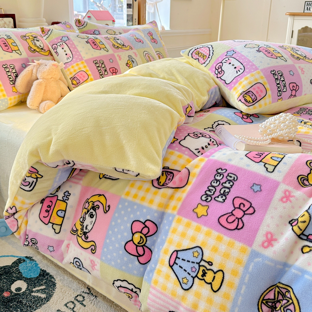 91家纺网 家纺一手货源 找家纺 水木坊 2025新款A加厚牛奶绒印花四件套-含买家秀 少女心