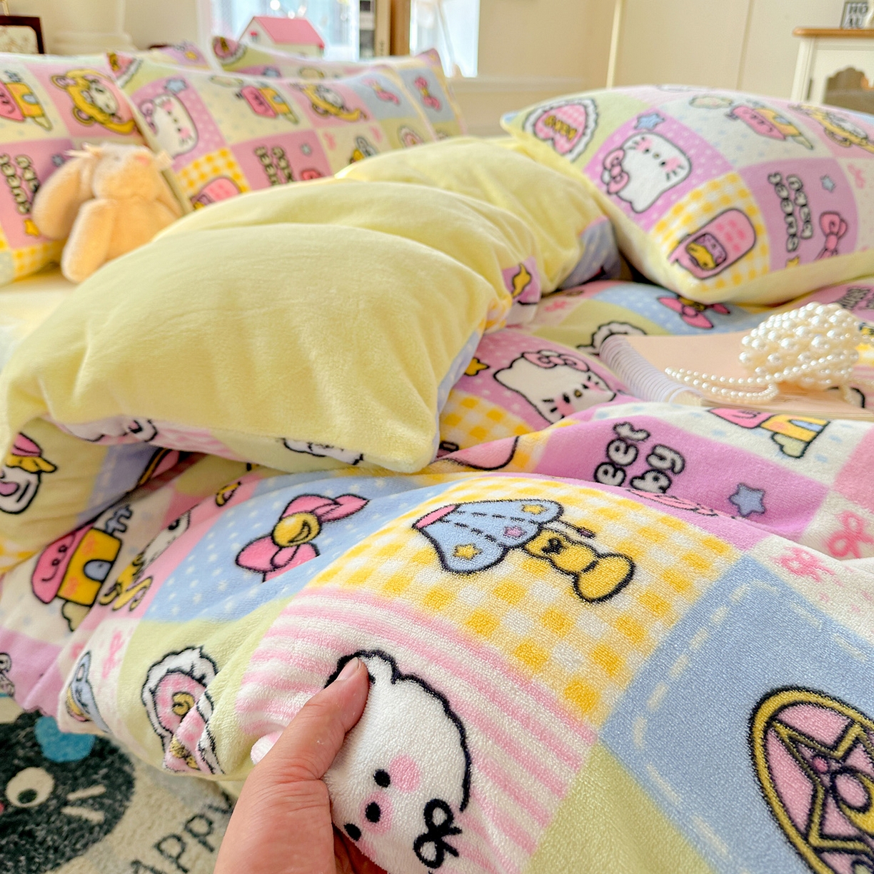 91家纺网 家纺一手货源 找家纺 水木坊 2025新款A加厚牛奶绒印花四件套-含买家秀 少女心