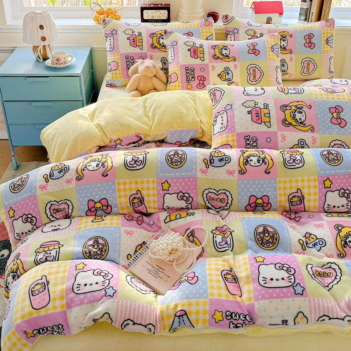 91家纺网 家纺一手货源 找家纺 水木坊 2025新款A加厚牛奶绒印花四件套-含买家秀 少女心