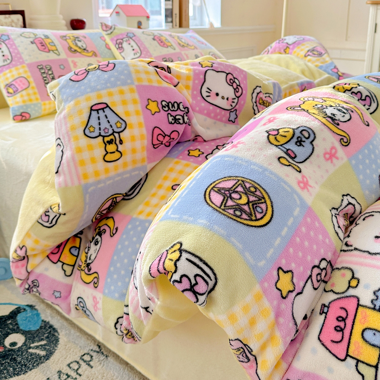 91家纺网 家纺一手货源 找家纺 水木坊 2025新款A加厚牛奶绒印花四件套-含买家秀 少女心