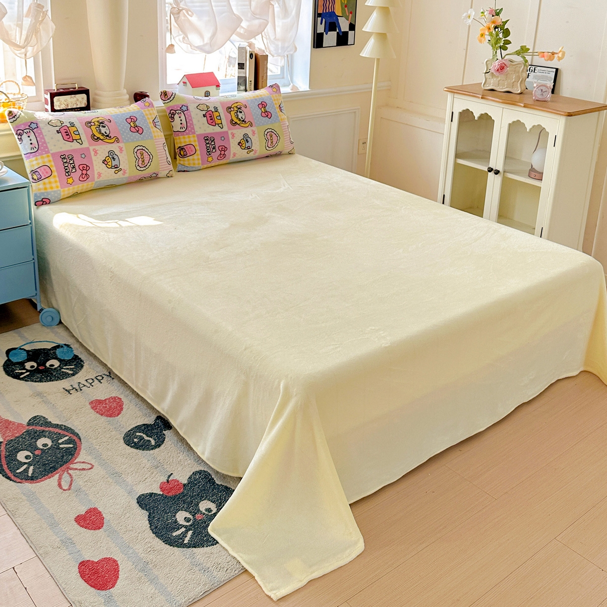 91家纺网 家纺一手货源 找家纺 水木坊 2025新款A加厚牛奶绒印花四件套-含买家秀 少女心