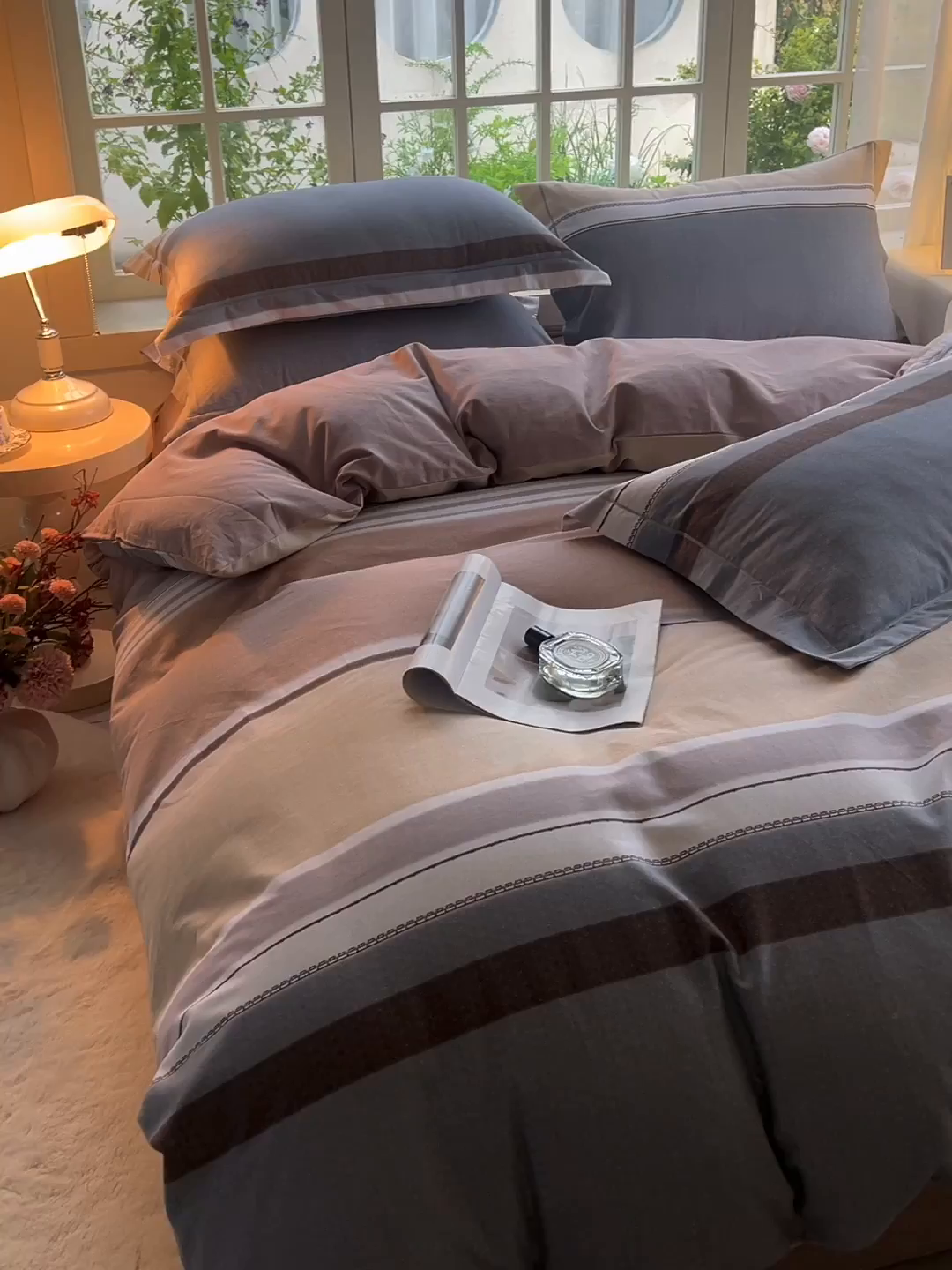 91家纺网 家纺一手货源 找家纺 董成龙家纺 2025新款全棉磨毛数码印花四件套 格雷特-黄