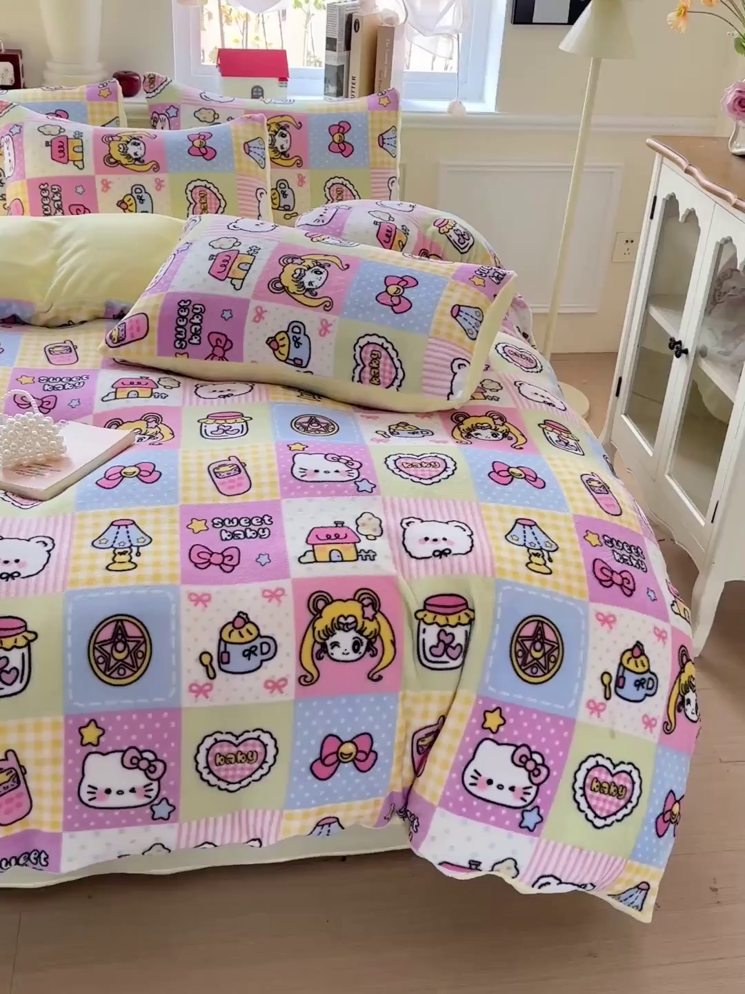 91家纺网 家纺一手货源 找家纺 水木坊 2025新款A加厚牛奶绒印花四件套-含买家秀 少女心