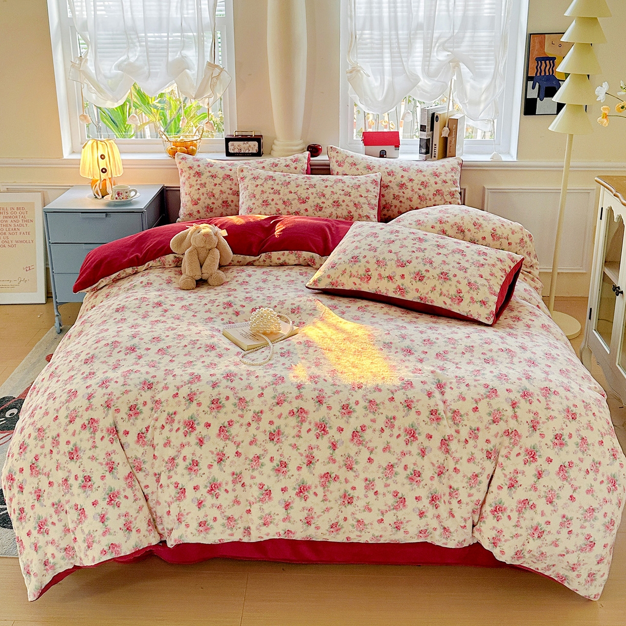 91家纺网 家纺一手货源 找家纺 水木坊 2025新款A加厚牛奶绒印花四件套-含买家秀 疏影