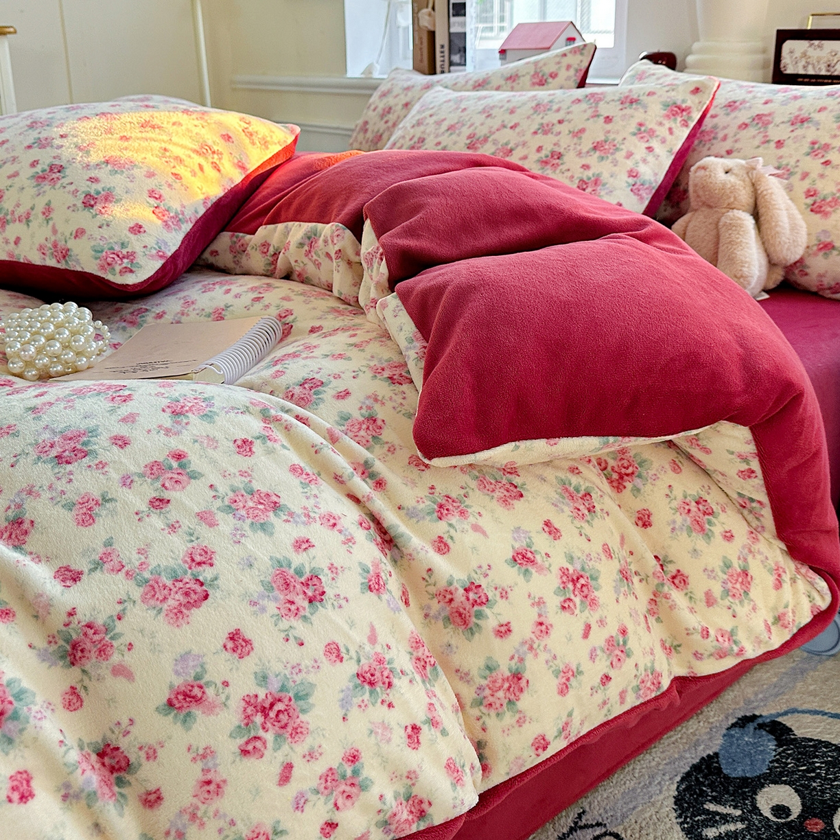 91家纺网 家纺一手货源 找家纺 水木坊 2025新款A加厚牛奶绒印花四件套-含买家秀 疏影