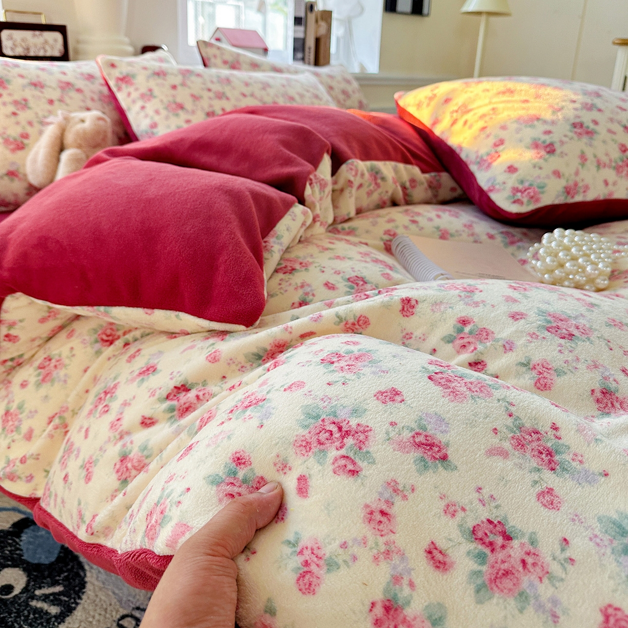 91家纺网 家纺一手货源 找家纺 水木坊 2025新款A加厚牛奶绒印花四件套-含买家秀 疏影