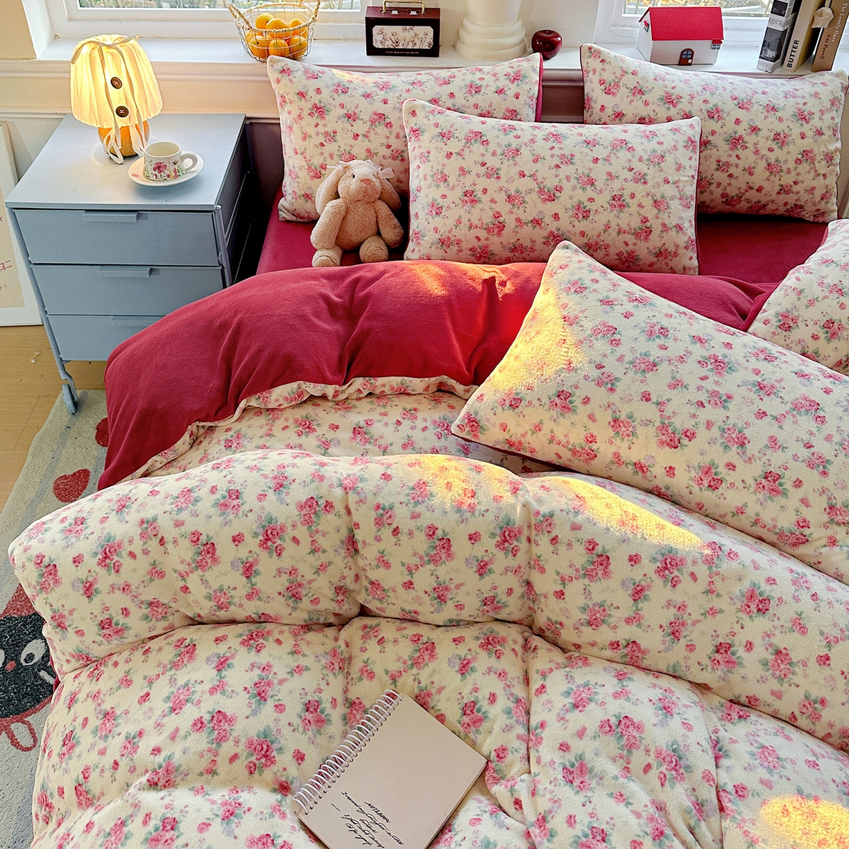 91家纺网 家纺一手货源 找家纺 水木坊 2025新款A加厚牛奶绒印花四件套-含买家秀 疏影