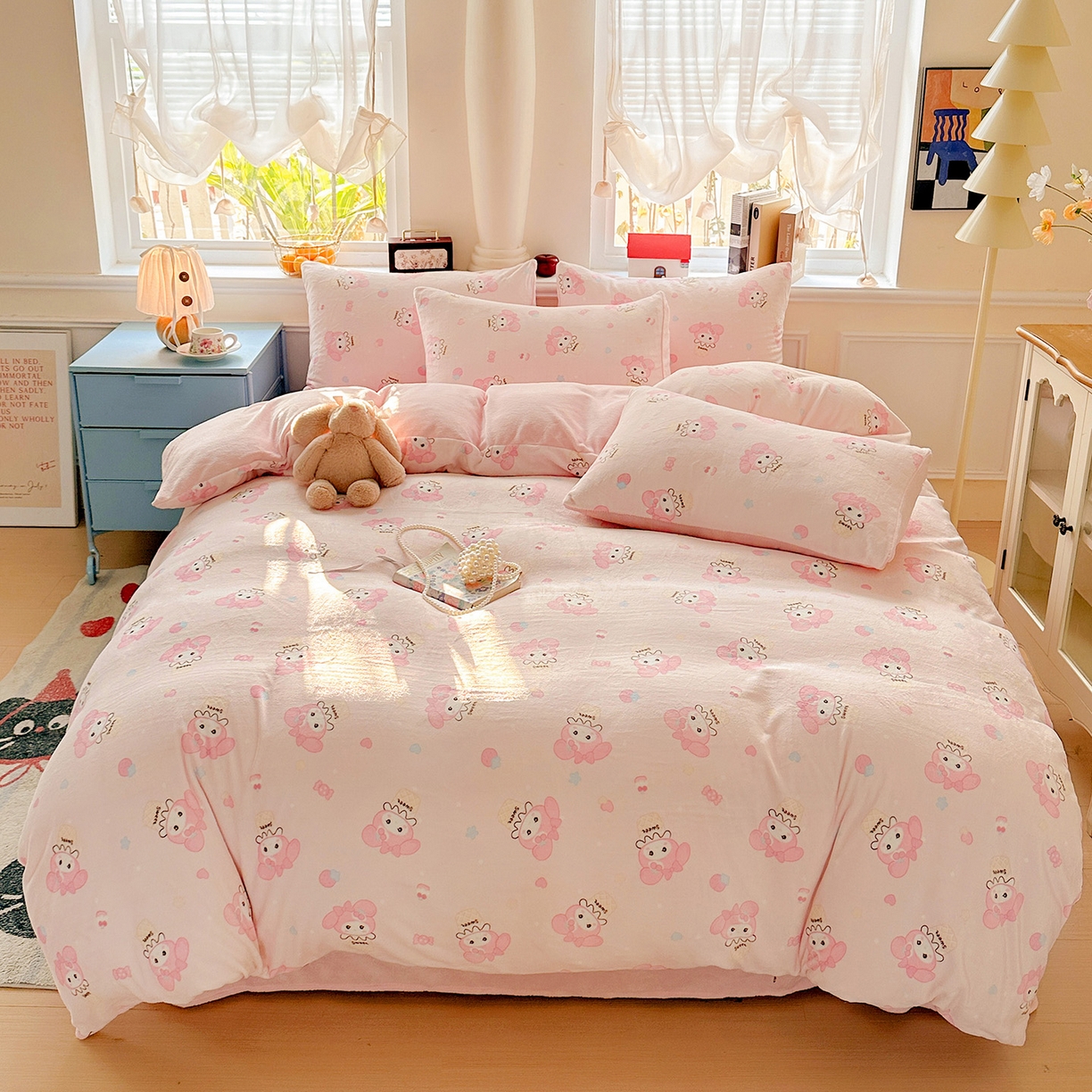 91家纺网 家纺一手货源 找家纺 水木坊 2025新款A加厚牛奶绒印花四件套-含买家秀 小美甜品屋