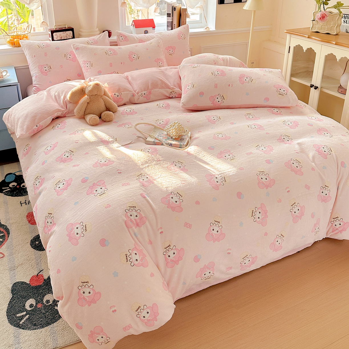 91家纺网 家纺一手货源 找家纺 水木坊 2025新款A加厚牛奶绒印花四件套-含买家秀 小美甜品屋