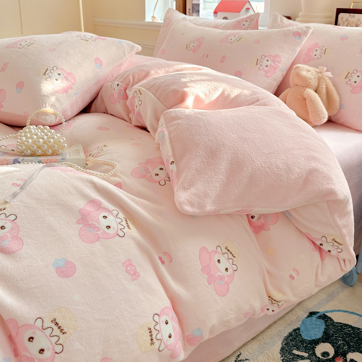 91家纺网 家纺一手货源 找家纺 水木坊 2025新款A加厚牛奶绒印花四件套-含买家秀 小美甜品屋