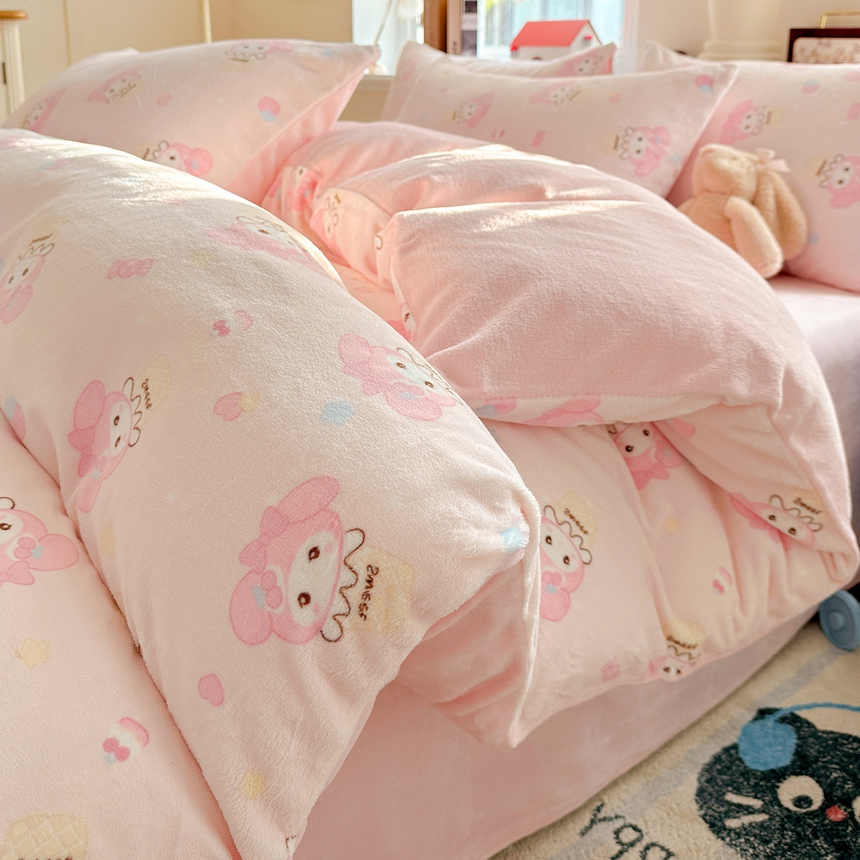 91家纺网 家纺一手货源 找家纺 水木坊 2025新款A加厚牛奶绒印花四件套-含买家秀 小美甜品屋