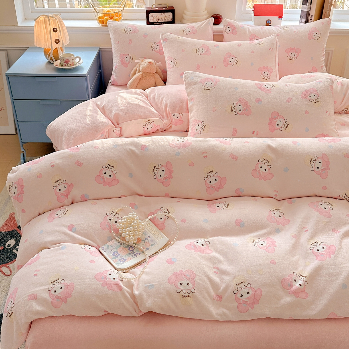 91家纺网 家纺一手货源 找家纺 水木坊 2025新款A加厚牛奶绒印花四件套-含买家秀 小美甜品屋