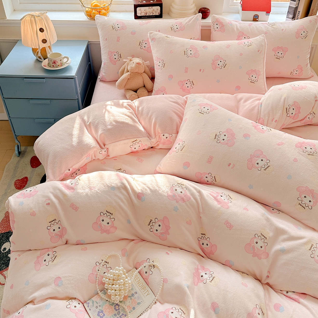 91家纺网 家纺一手货源 找家纺 水木坊 2025新款A加厚牛奶绒印花四件套-含买家秀 小美甜品屋