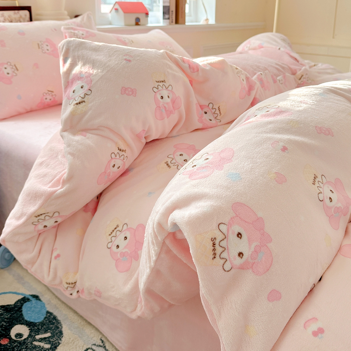 91家纺网 家纺一手货源 找家纺 水木坊 2025新款A加厚牛奶绒印花四件套-含买家秀 小美甜品屋