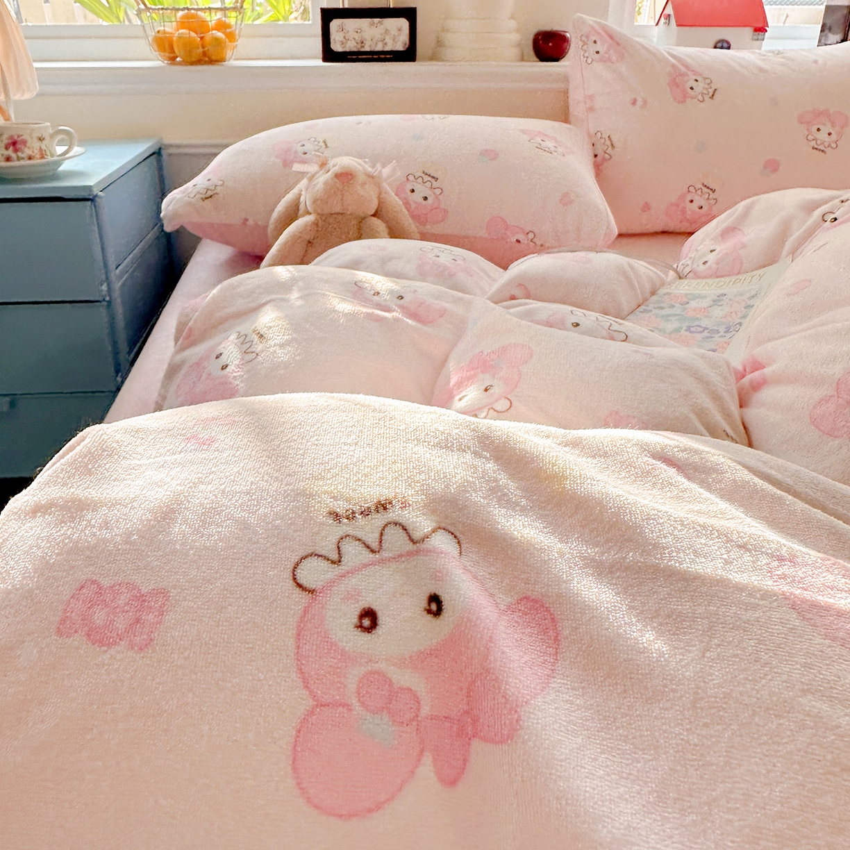 91家纺网 家纺一手货源 找家纺 水木坊 2025新款A加厚牛奶绒印花四件套-含买家秀 小美甜品屋