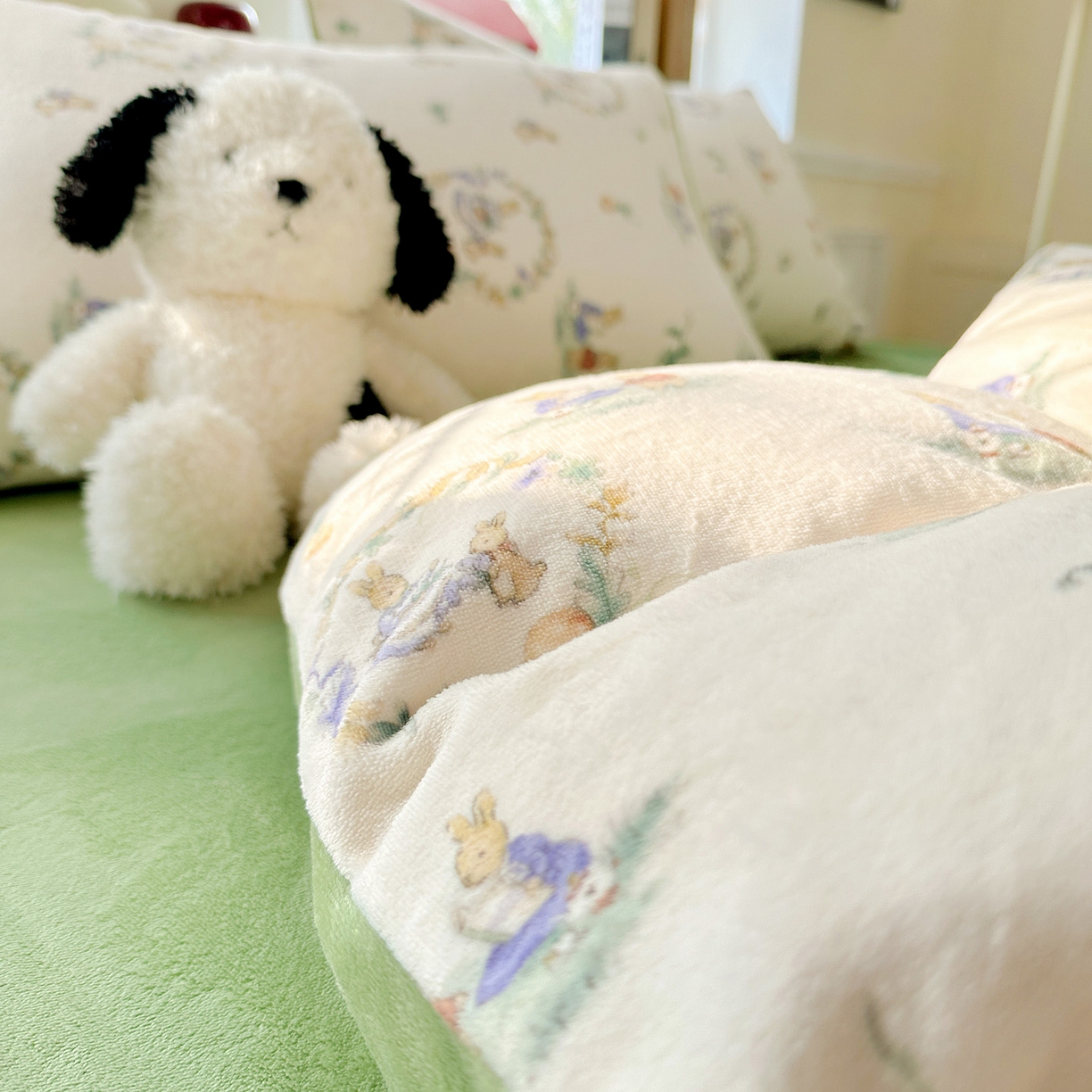 91家纺网 家纺一手货源 找家纺 水木坊 2025新款A加厚牛奶绒印花四件套-含买家秀 小兔幻境