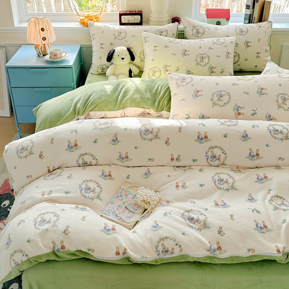 91家纺网 家纺一手货源 找家纺 水木坊 2025新款A加厚牛奶绒印花四件套-含买家秀 小兔幻境