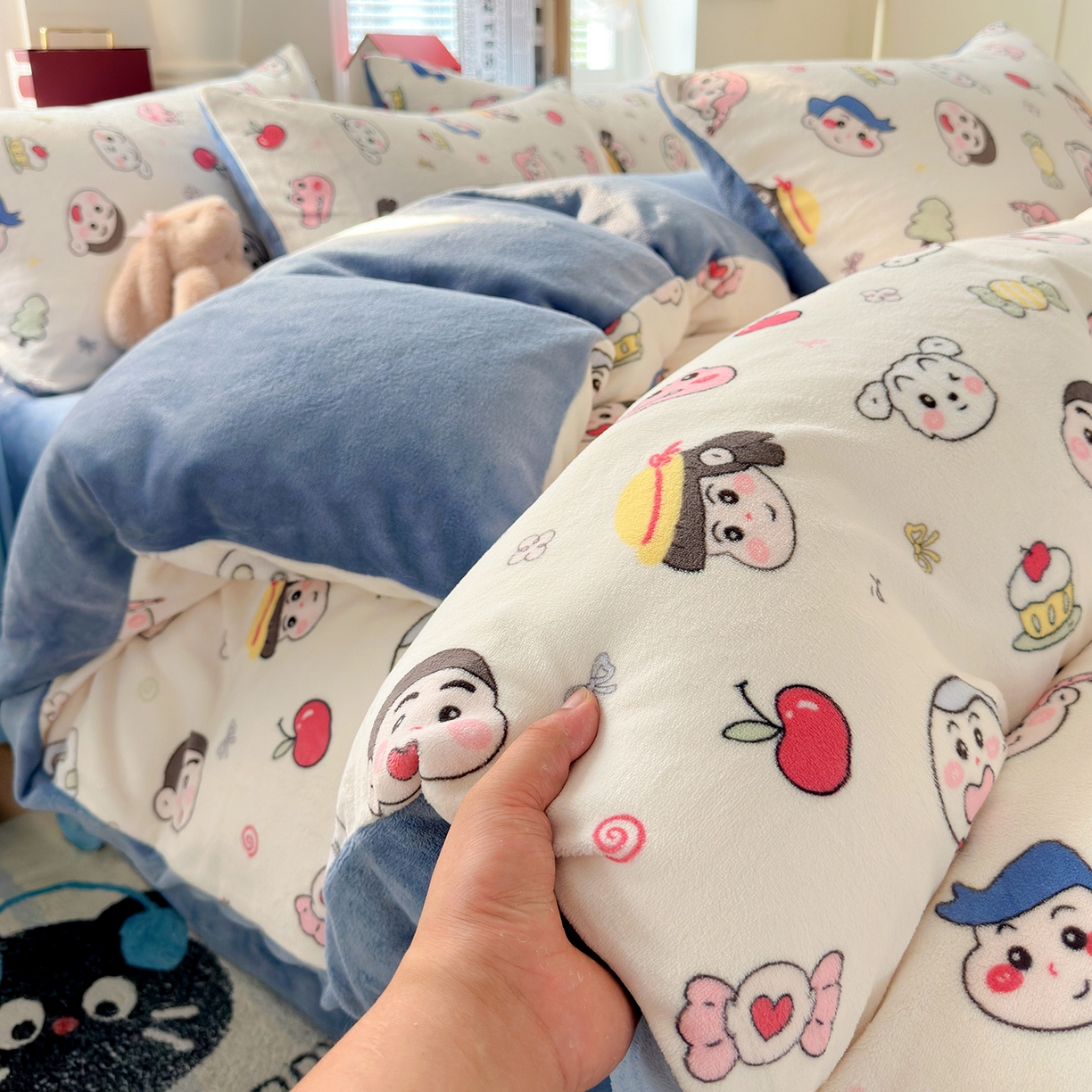 91家纺网 家纺一手货源 找家纺 水木坊 2025新款A加厚牛奶绒印花四件套-含买家秀 小小新