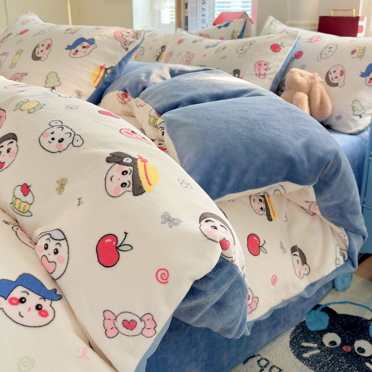 91家纺网 家纺一手货源 找家纺 水木坊 2025新款A加厚牛奶绒印花四件套-含买家秀 小小新