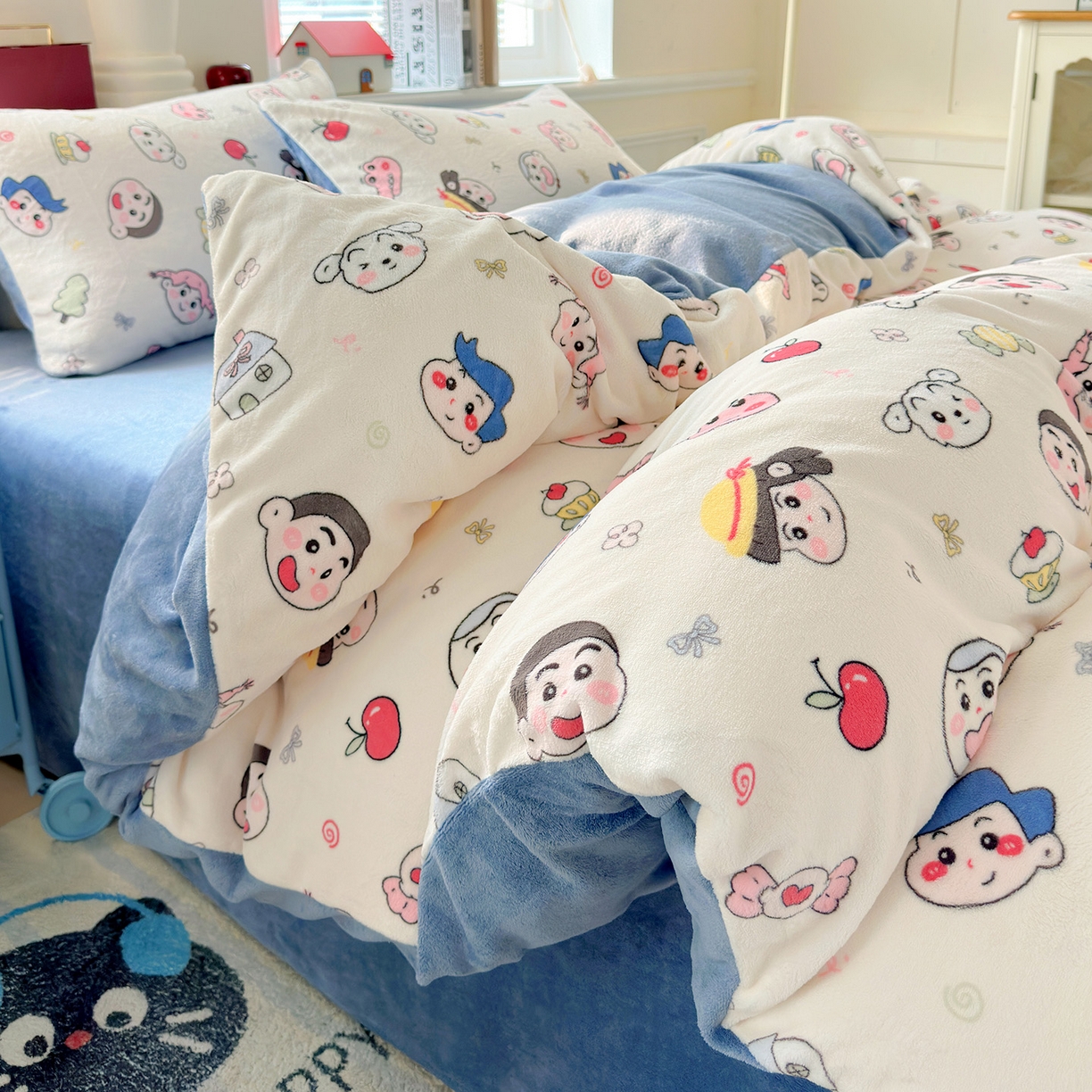 91家纺网 家纺一手货源 找家纺 水木坊 2025新款A加厚牛奶绒印花四件套-含买家秀 小小新