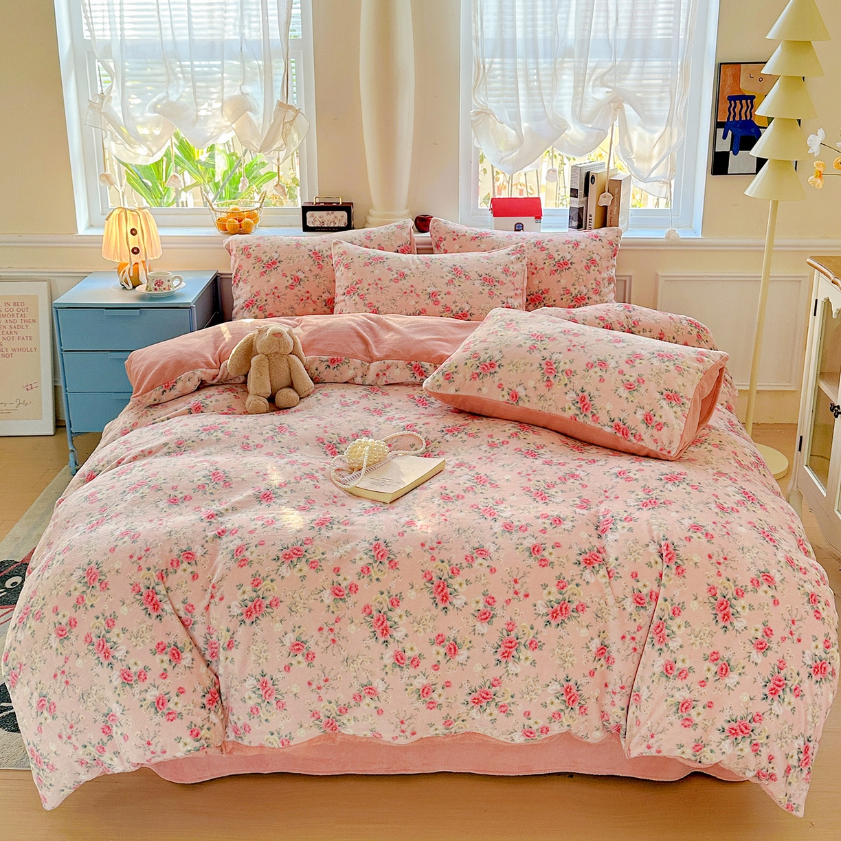 91家纺网 家纺一手货源 找家纺 水木坊 2025新款A加厚牛奶绒印花四件套-含买家秀 星辰闪烁