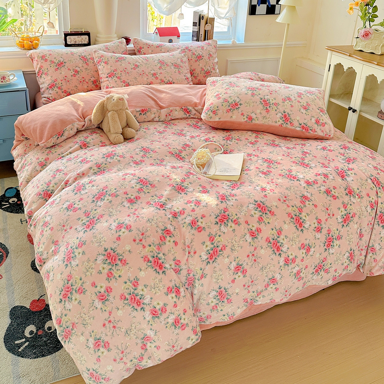 91家纺网 家纺一手货源 找家纺 水木坊 2025新款A加厚牛奶绒印花四件套-含买家秀 星辰闪烁