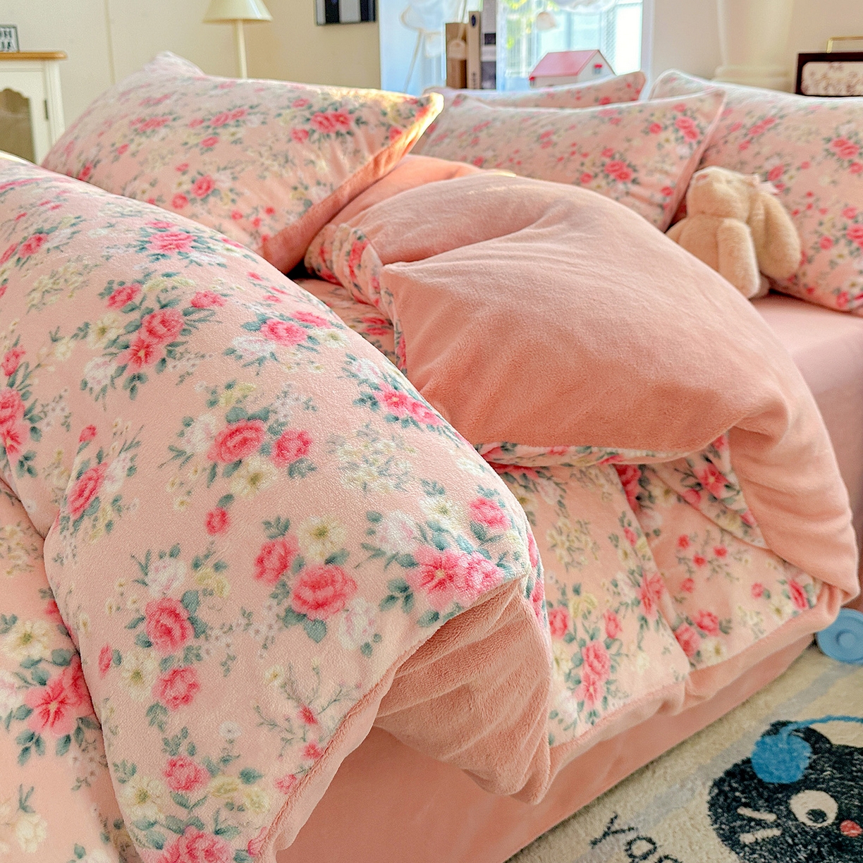 91家纺网 家纺一手货源 找家纺 水木坊 2025新款A加厚牛奶绒印花四件套-含买家秀 星辰闪烁