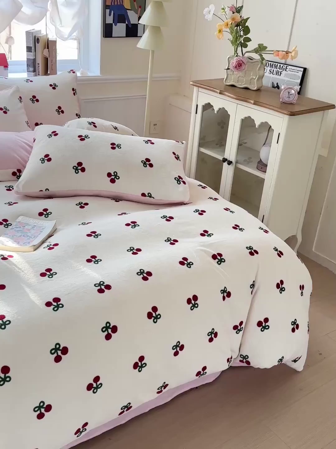 91家纺网 家纺一手货源 找家纺 水木坊 2025新款A加厚牛奶绒印花四件套-含买家秀 一口樱桃