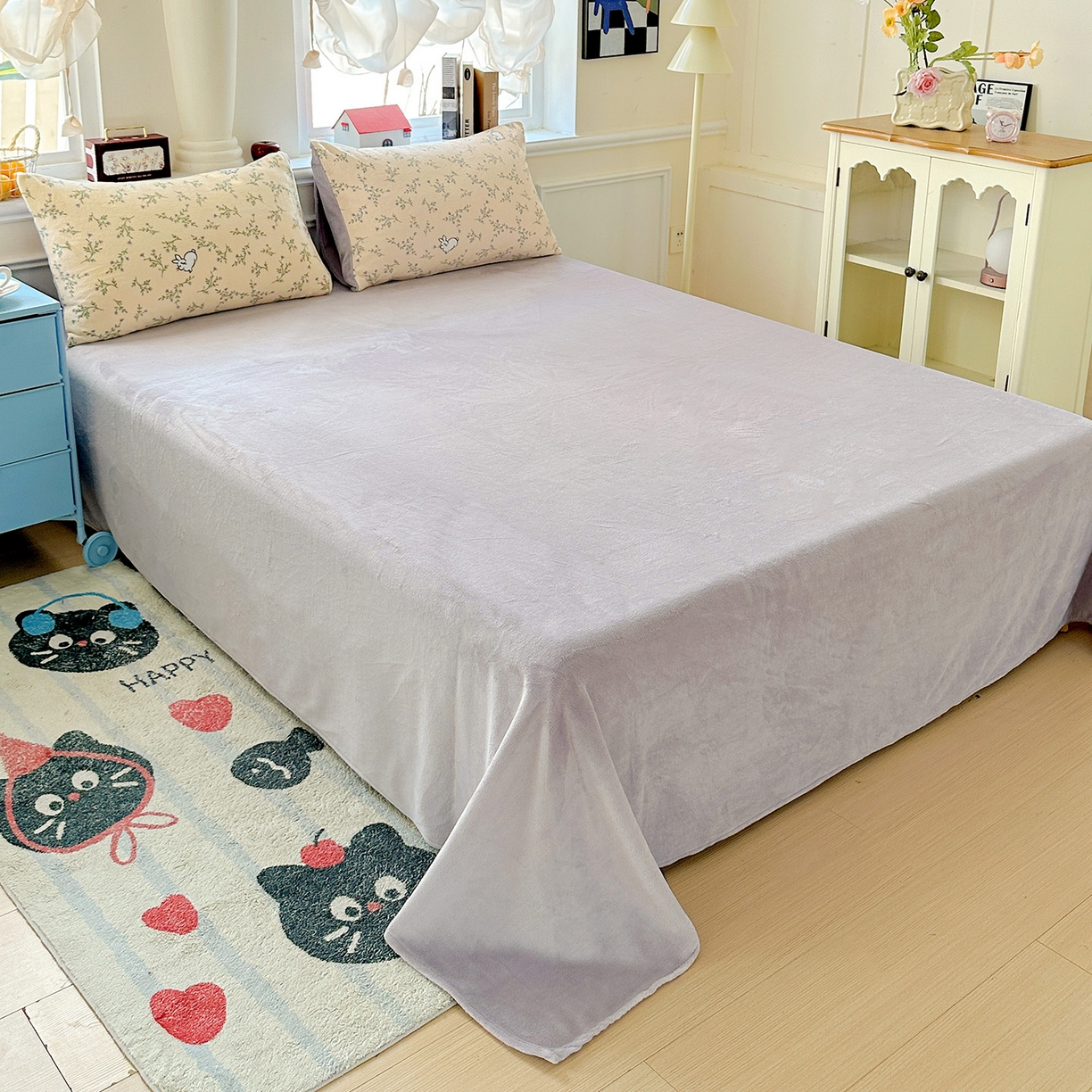 91家纺网 家纺一手货源 找家纺 水木坊 2025新款A加厚牛奶绒印花四件套-含买家秀 枝枝兔