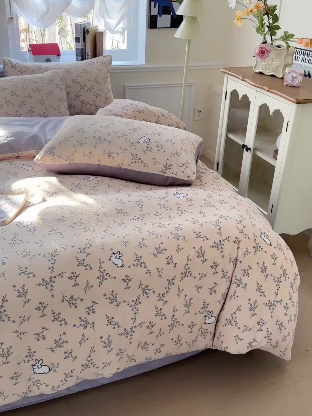 91家纺网 家纺一手货源 找家纺 水木坊 2025新款A加厚牛奶绒印花四件套-含买家秀 枝枝兔