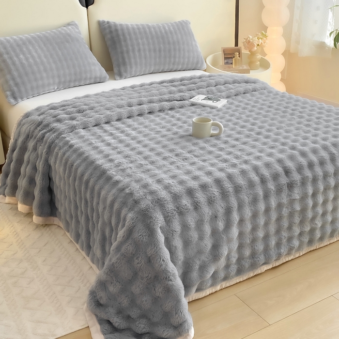 91家纺网 家纺一手货源 找家纺 （总）品乐家纺 2025新款秋冬A类高克重300g泡泡兔绒保暖床单牛奶绒