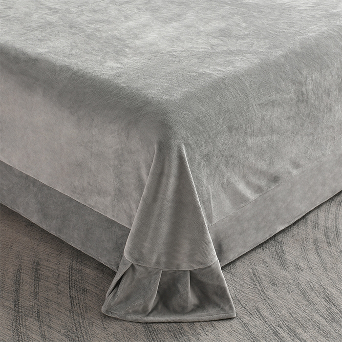 91家纺网 家纺一手货源 找家纺 妮恒美 2025新款直播爆款牛奶绒四件套雕花压线款法莱绒四件套11 梦幻-高级灰