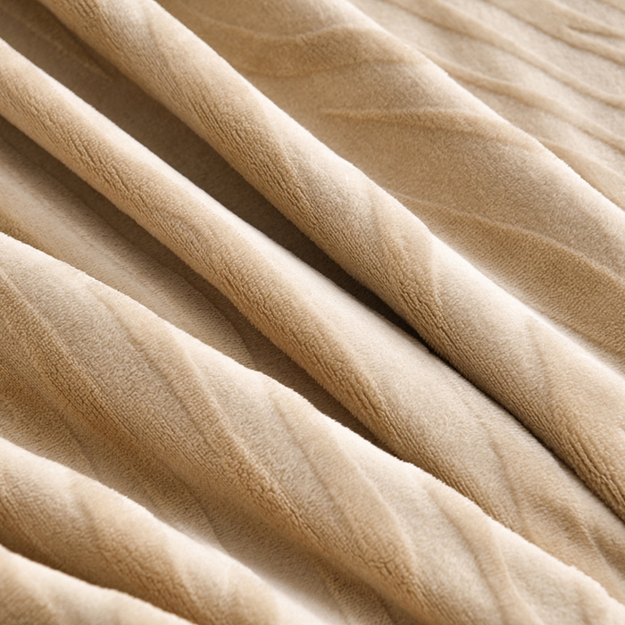 91家纺网 家纺一手货源 找家纺 妮恒美 2025新款直播爆款牛奶绒四件套雕花压线款法莱绒四件套11 梦幻-奶咖