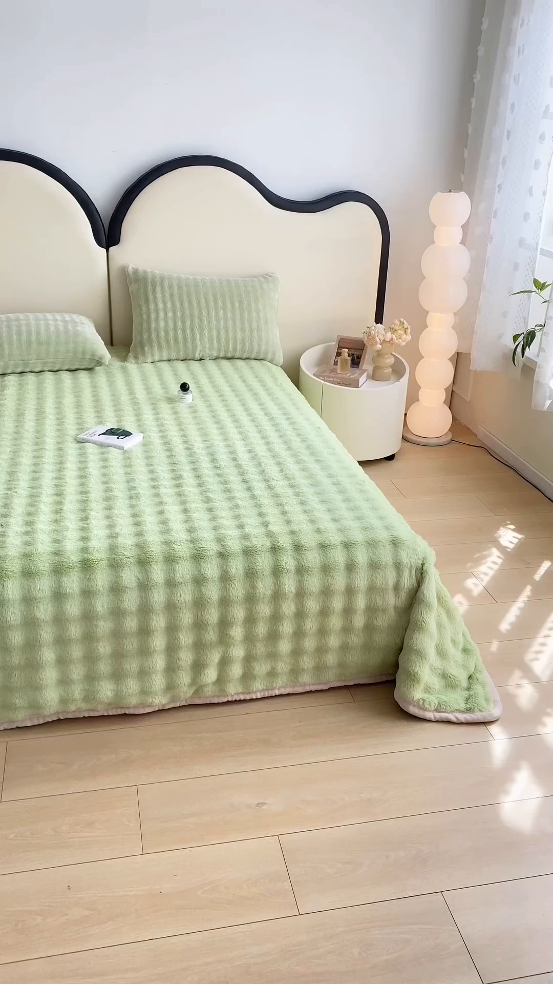 91家纺网 家纺一手货源 找家纺 品乐家纺 2025新款秋冬A类高克重300g泡泡兔绒保暖床单单品床单单件床单 泡泡 淡雅绿