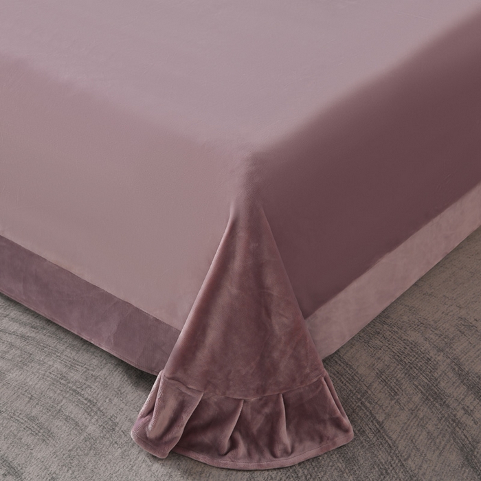 91家纺网 家纺一手货源 找家纺 妮恒美 2025新款直播爆款牛奶绒四件套雕花压线款法莱绒四件套11 梦幻-暖心紫