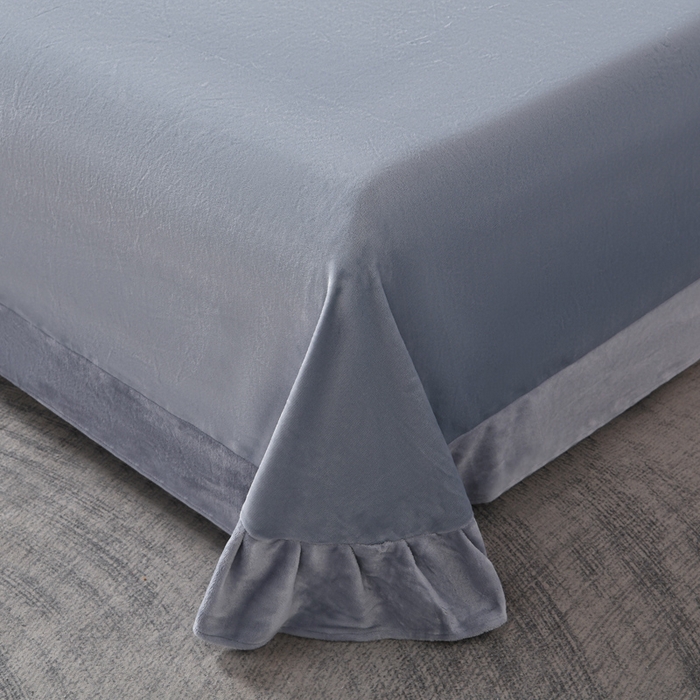 91家纺网 家纺一手货源 找家纺 妮恒美 2025新款直播爆款牛奶绒四件套雕花压线款法莱绒四件套11 梦幻-石英灰