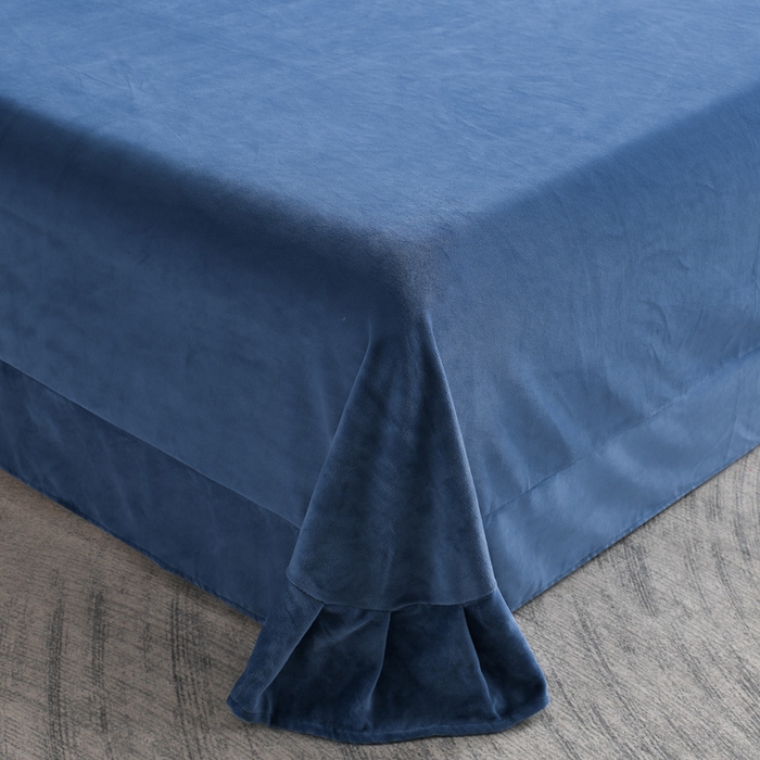 91家纺网 家纺一手货源 找家纺 妮恒美 2025新款直播爆款牛奶绒四件套雕花压线款法莱绒四件套11 梦幻-雾蓝