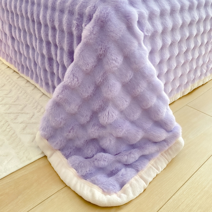 91家纺网 家纺一手货源 找家纺 品乐家纺 2025新款秋冬A类高克重300g泡泡兔绒保暖床单单品床单单件床单 泡泡 梦幻紫