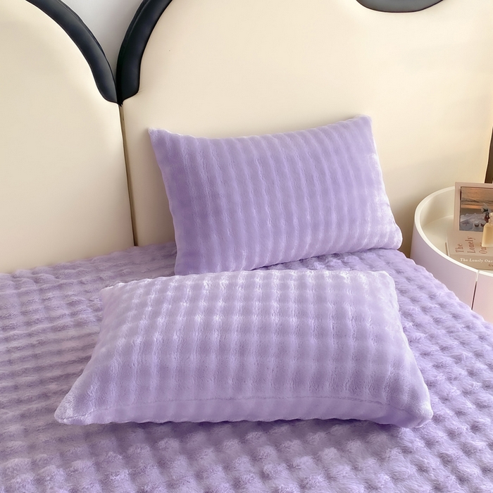 91家纺网 家纺一手货源 找家纺 品乐家纺 2025新款秋冬A类高克重300g泡泡兔绒保暖床单单品床单单件床单 泡泡 梦幻紫