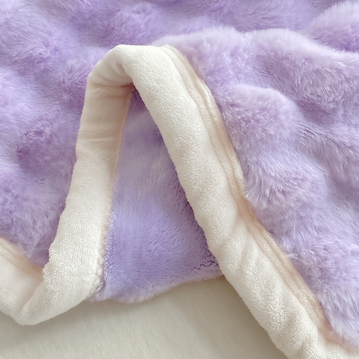 91家纺网 家纺一手货源 找家纺 品乐家纺 2025新款秋冬A类高克重300g泡泡兔绒保暖床单单品床单单件床单 泡泡 梦幻紫