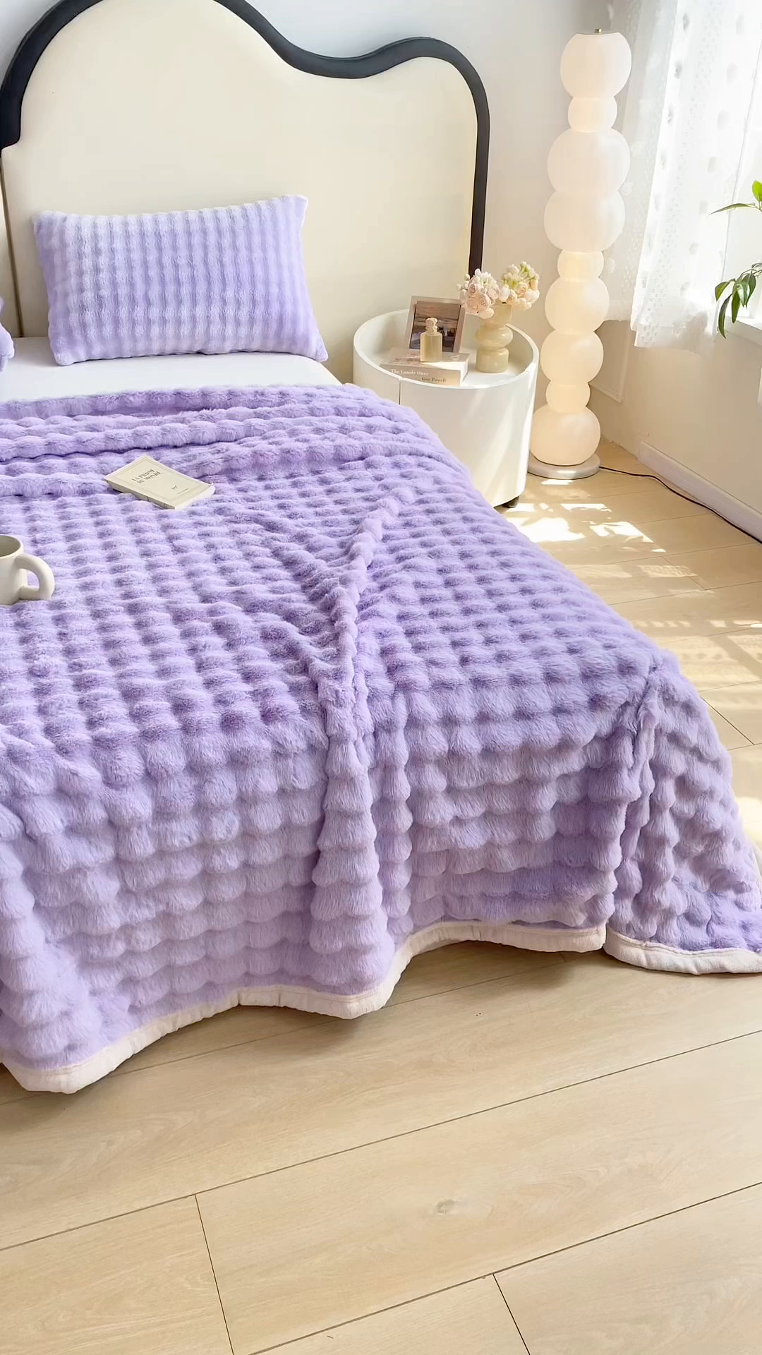 91家纺网 家纺一手货源 找家纺 品乐家纺 2025新款秋冬A类高克重300g泡泡兔绒保暖床单单品床单单件床单 泡泡 梦幻紫