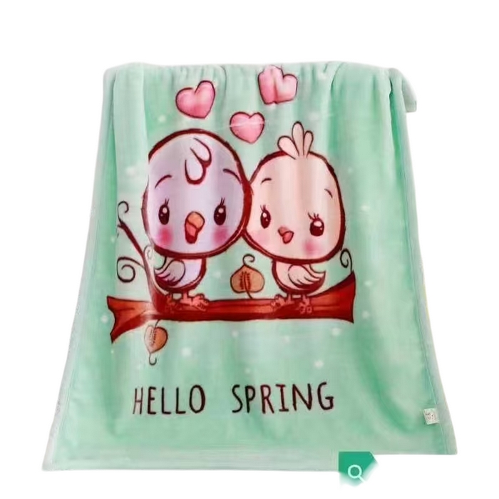 91家纺网 家纺一手货源 找家纺 悦织湾家纺 2025新款A类大版卡通毛毯儿童云毯童毯盖毯毯子绒毯小毯子沙发休闲毯办公室午睡毯 爱情鸟
