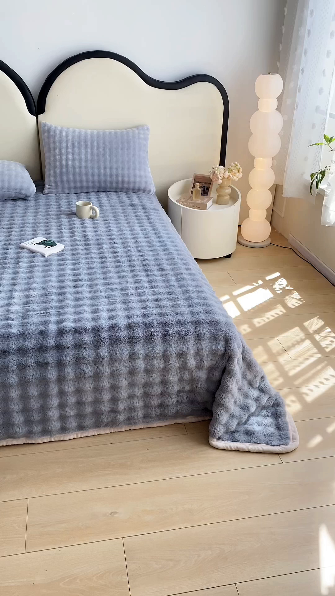 91家纺网 家纺一手货源 找家纺 品乐家纺 2025新款秋冬A类高克重300g泡泡兔绒保暖床单单品床单单件床单 泡泡 星空灰