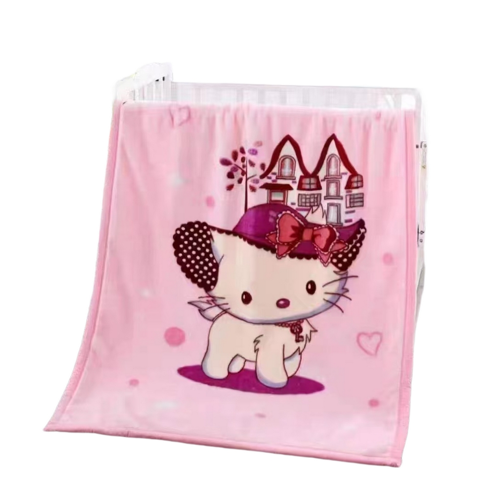 91家纺网 家纺一手货源 找家纺 悦织湾家纺 2025新款A类大版卡通毛毯儿童云毯童毯盖毯毯子绒毯小毯子沙发休闲毯办公室午睡毯 粉红喵