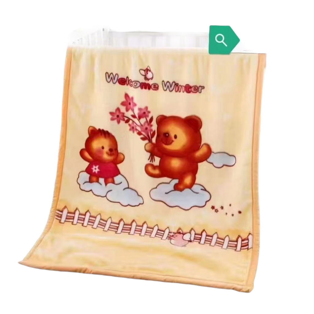 91家纺网 家纺一手货源 找家纺 悦织湾家纺 2025新款A类大版卡通毛毯儿童云毯童毯盖毯毯子绒毯小毯子沙发休闲毯办公室午睡毯 幸福熊